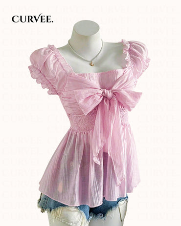 Ruffle Camisole French Square Waist T-Shirt