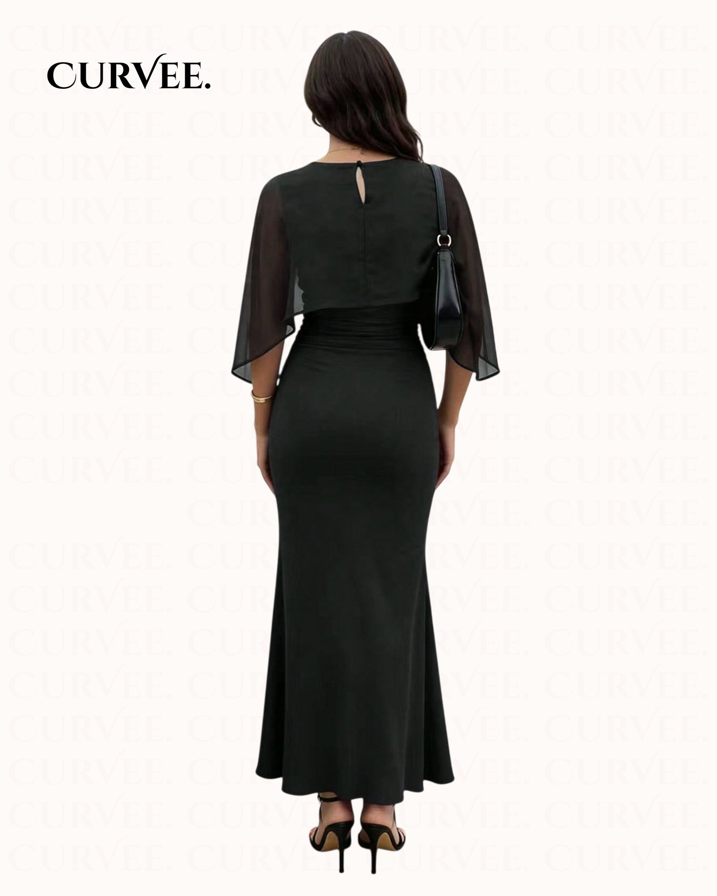 Mesh Overlay Slim-Fit Mermaid Long Dress