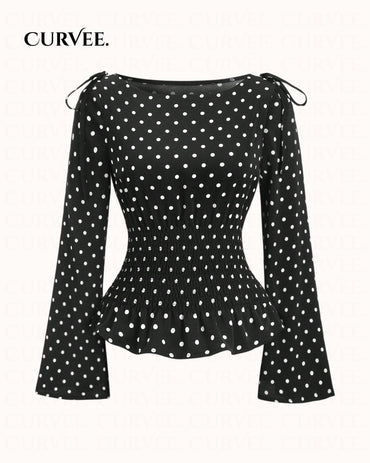 Polka Dot Niche Personality Spicy Girl Off-Shoulder Top