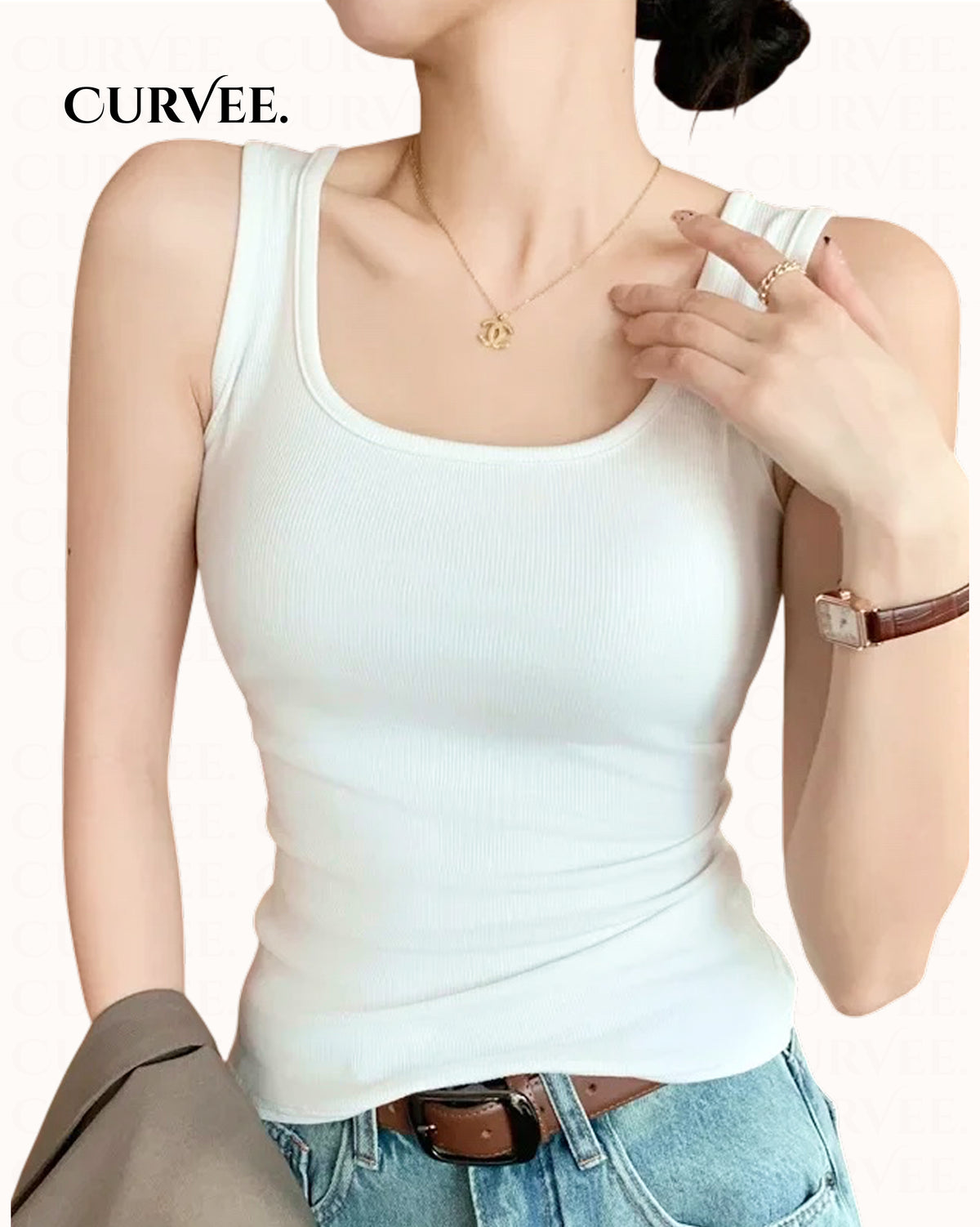 Wide strap camisole Sleeveless Tank-Top