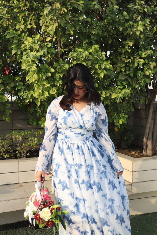 Blue Floral Dress for Women