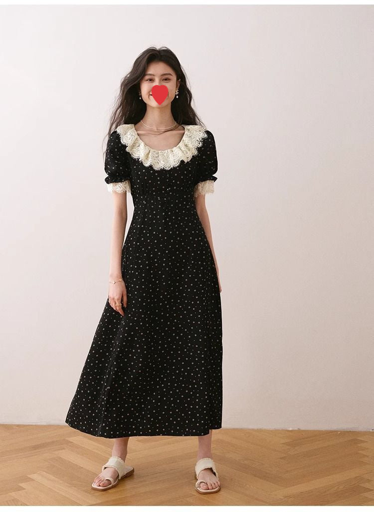 Aww! Mid-length Light Luxury Short-sleeved Tea Break Dress