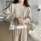 Round neck twist sweater top