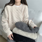 Round neck twist sweater top