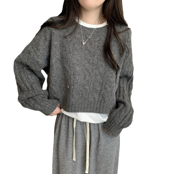 Round neck twist sweater top