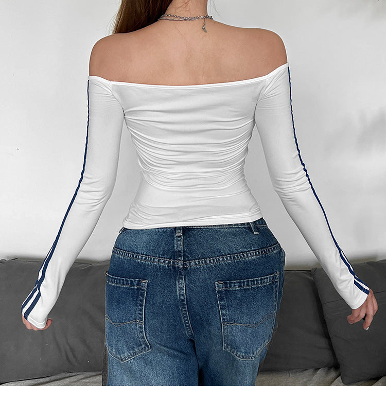 Aww! White Off-Shoulder Long-Sleeve T-Shirt