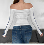 Aww! White Off-Shoulder Long-Sleeve T-Shirt
