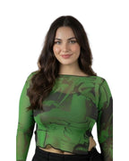 Winter Round Neck Long Sleeve Printed Top