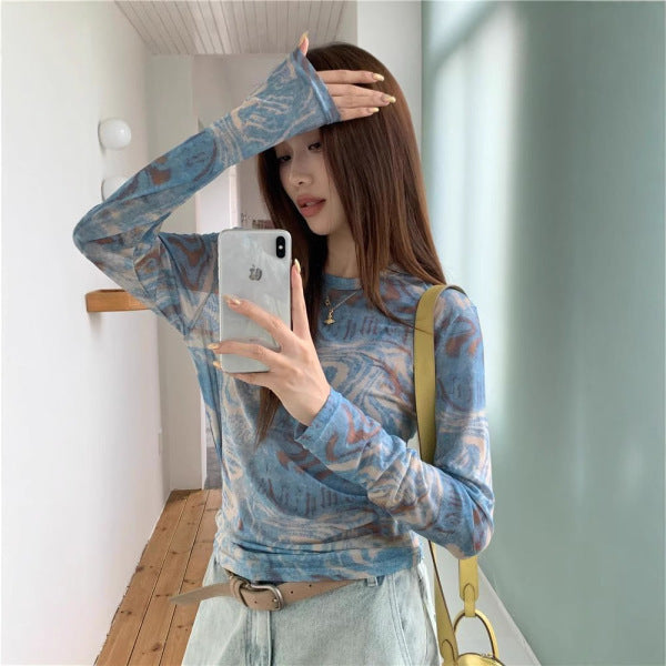 Printing Thin Mesh Long-sleeved T-shirt