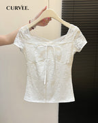 Lace Short-Sleeve Tight Top