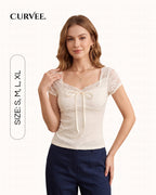 Lace Short-Sleeve Tight Top
