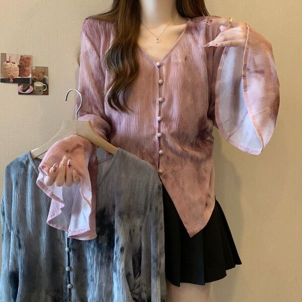 Girl Belly-Covering Slimming Horn Sleeve Top