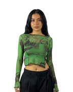 Winter Round Neck Long Sleeve Printed Top