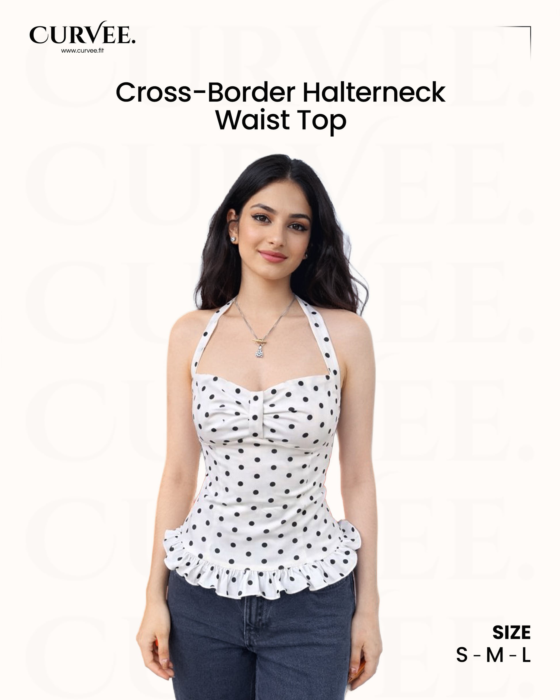 Aww! Print Chest Pleated Halter neck Waist Top