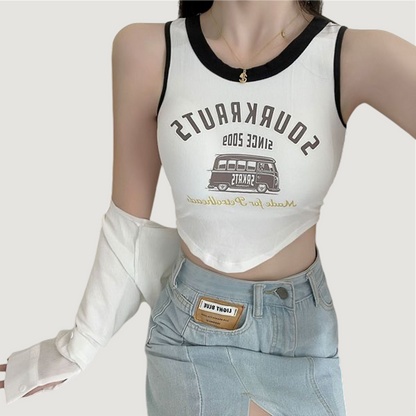 Korean-style Printed Padded Top
