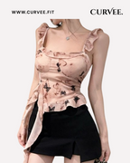 Lace Top with Butterfly Ribbon Vest