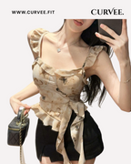 Lace Top with Butterfly Ribbon Vest