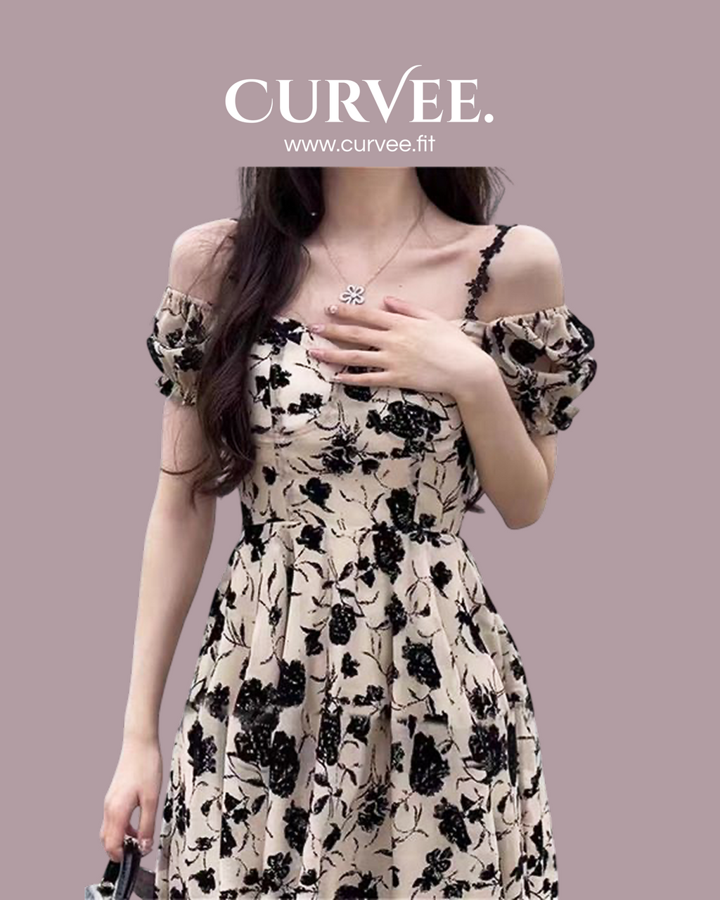 French square collar long dress