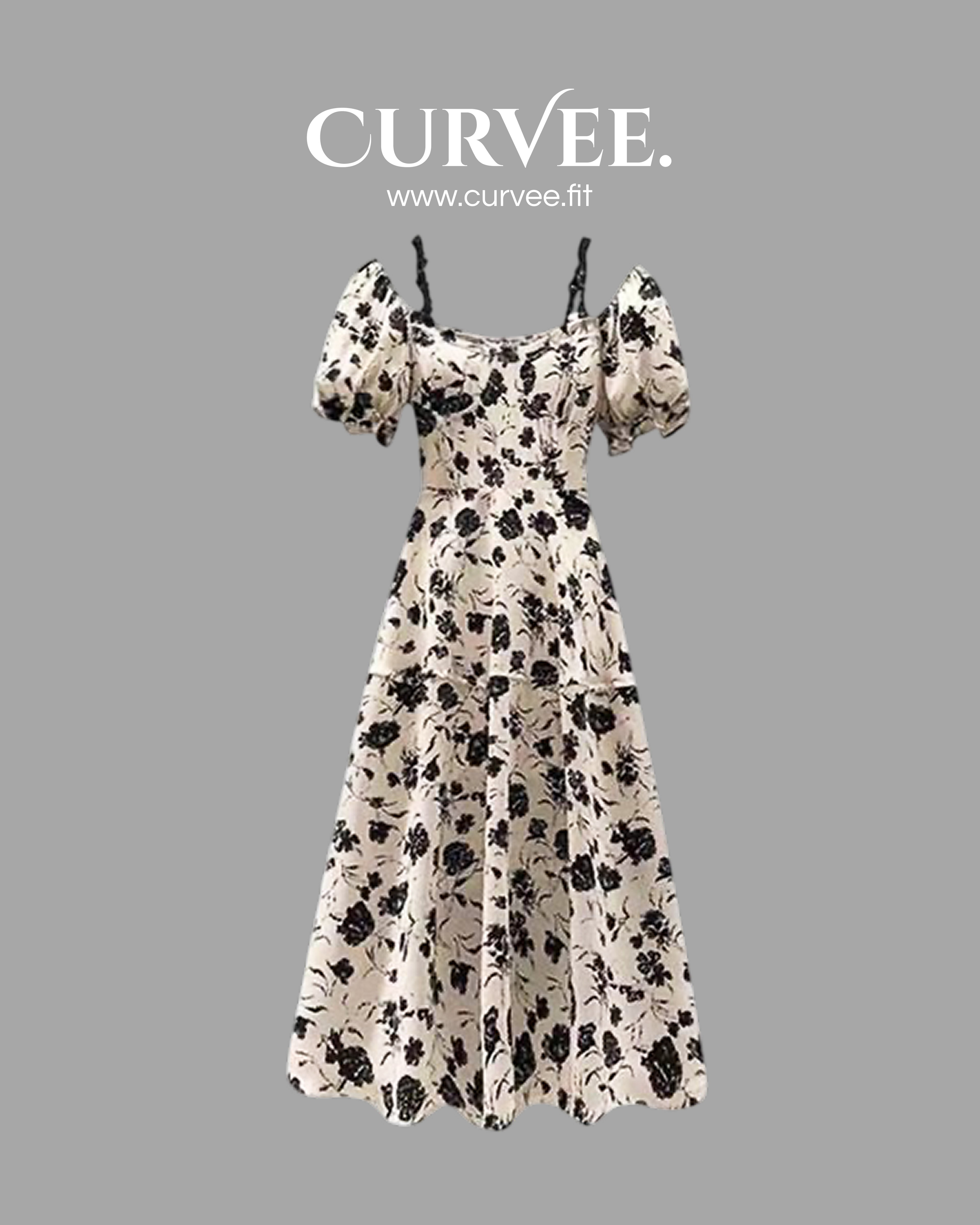 French square collar long dress