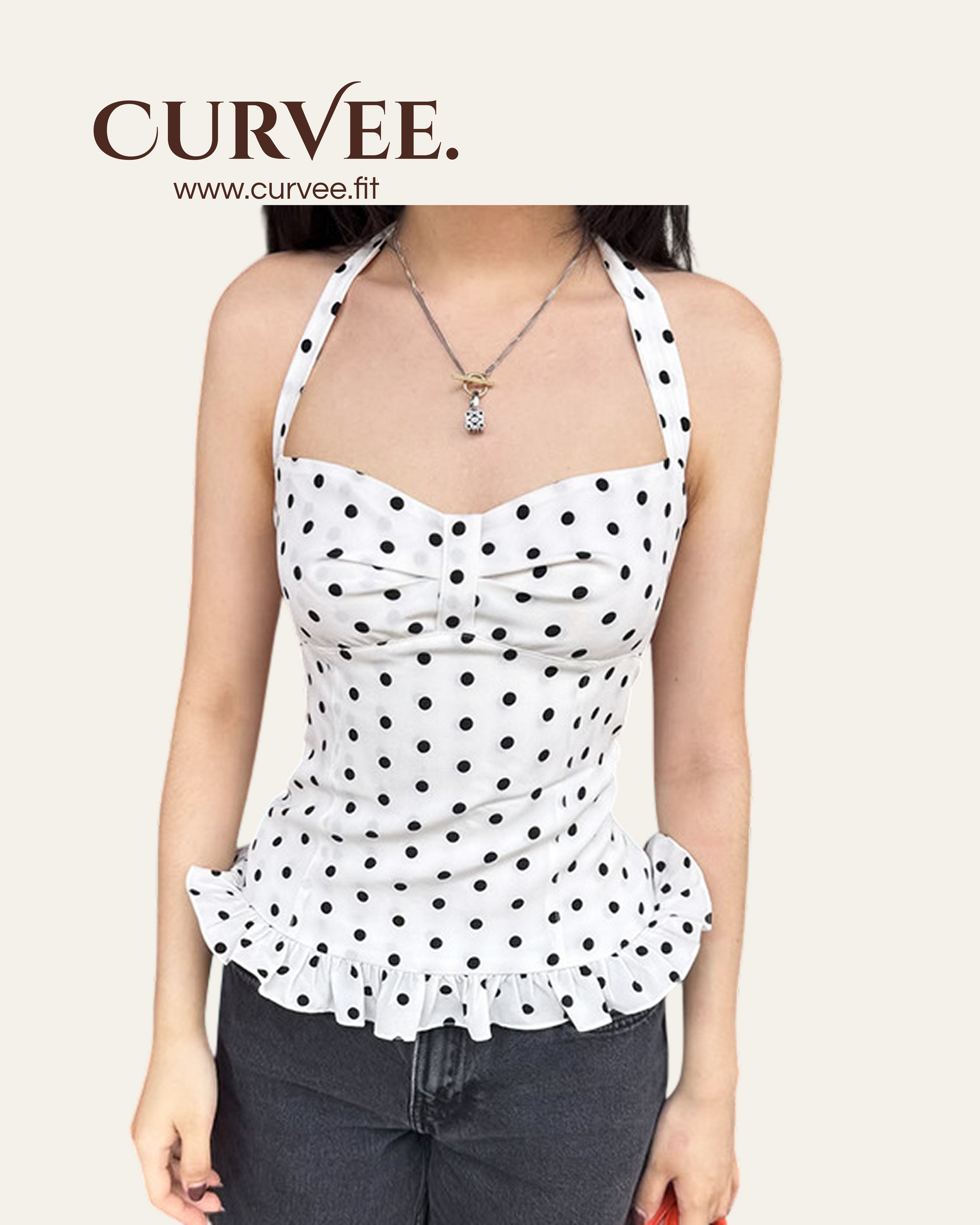 Aww! Print Chest Pleated Halter neck Waist Top