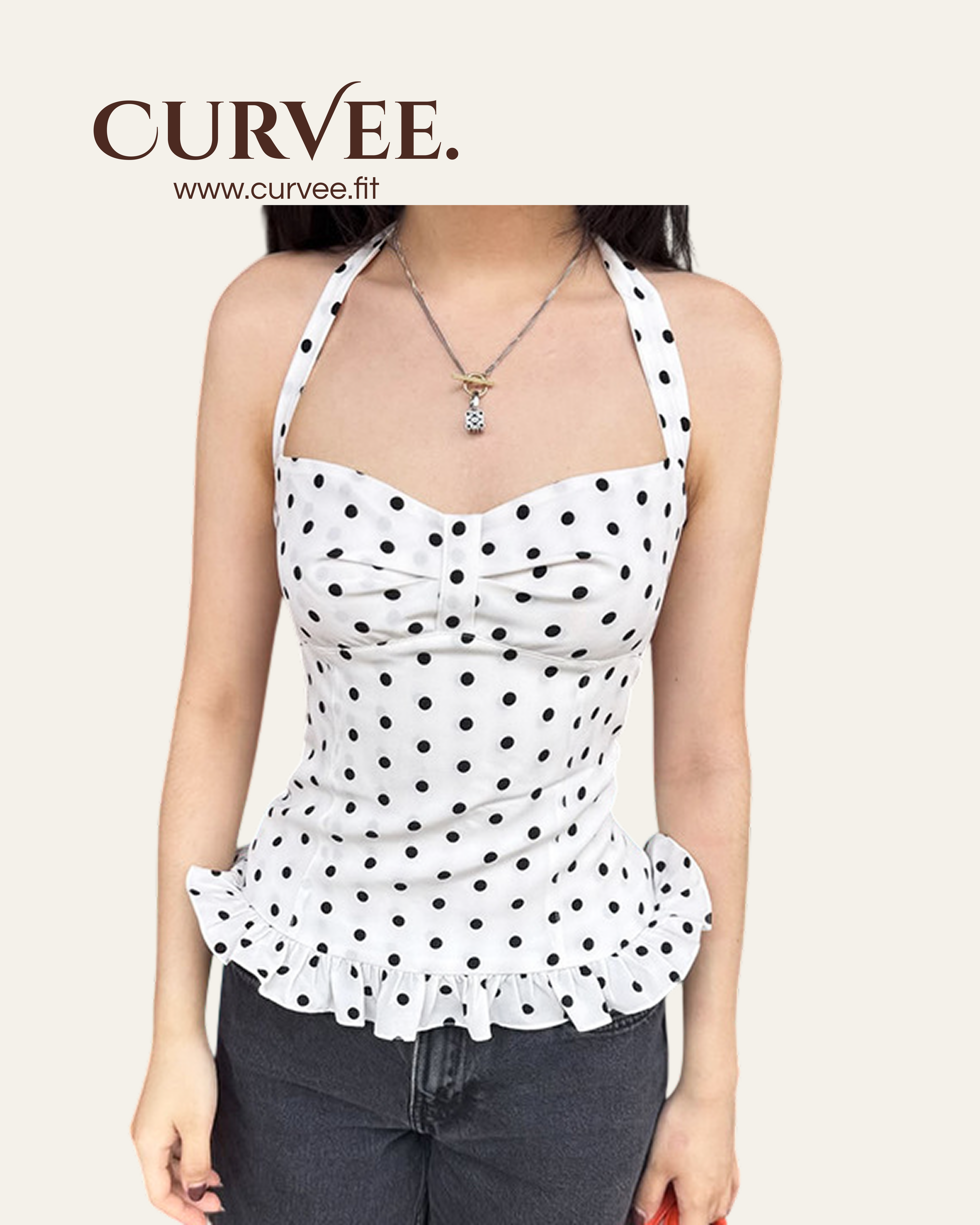 Aww! Print Chest Pleated Halter neck Waist Top