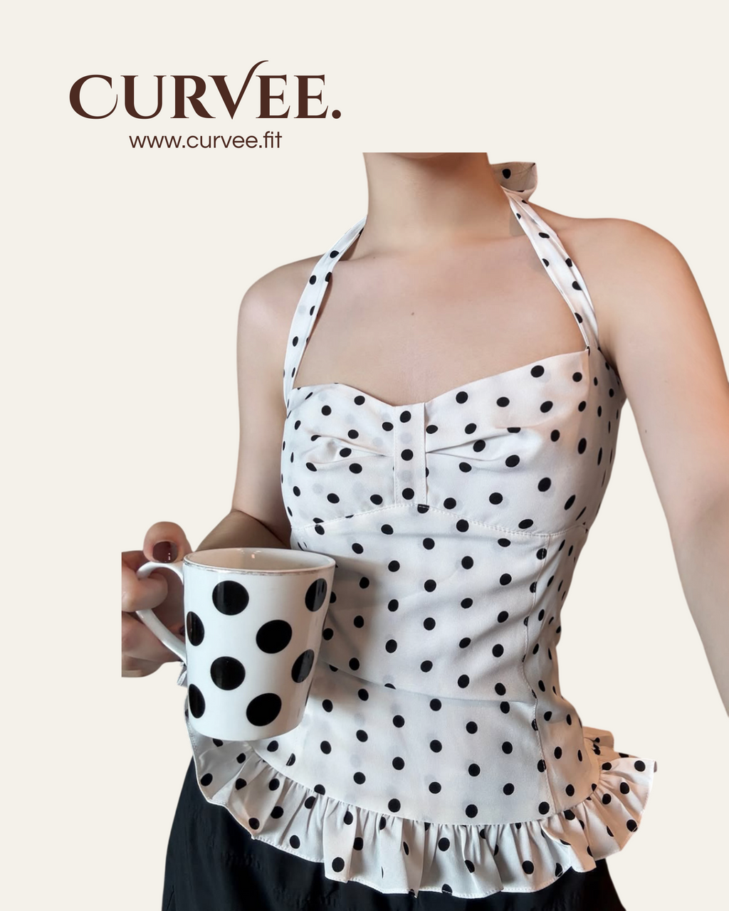 Aww! Print Chest Pleated Halter neck Waist Top