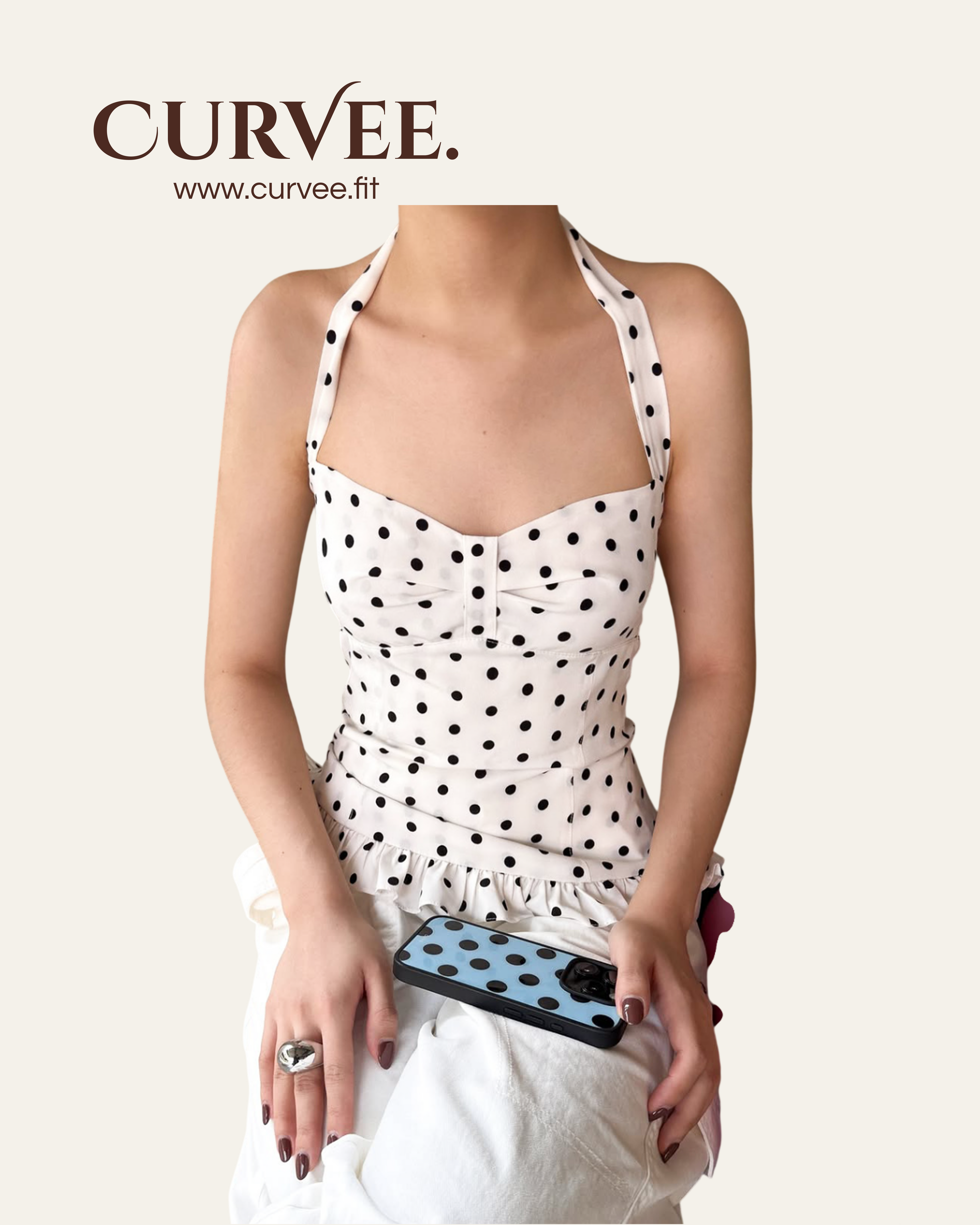 Aww! Print Chest Pleated Halter neck Waist Top