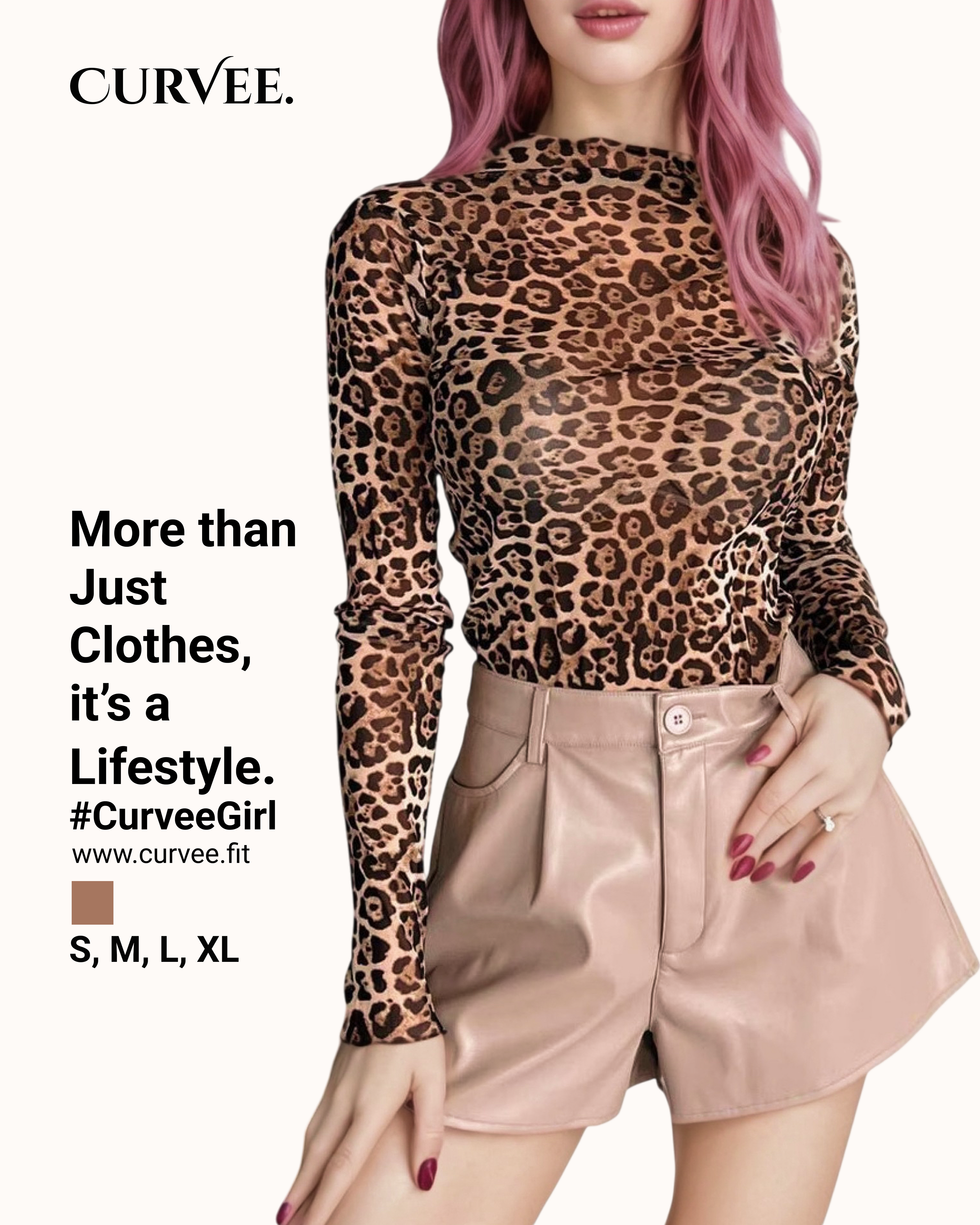 High Collar Leopard Print Bottoming Top