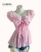 Ruffle Camisole French Square Waist T-Shirt