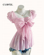 Ruffle Camisole French Square Waist T-Shirt