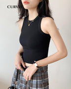 Cropped Slim Fit Sleeveless Top