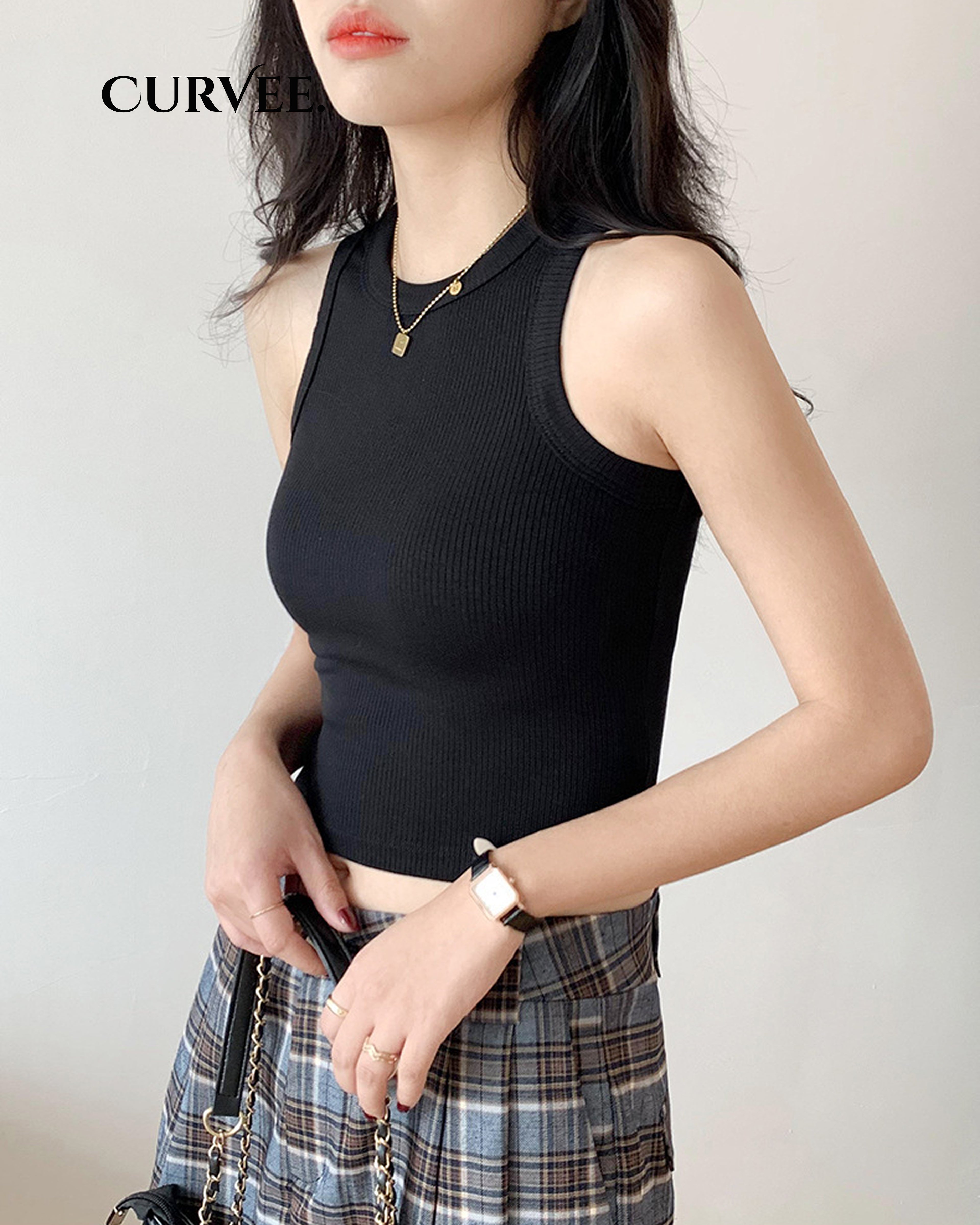 Cropped Slim Fit Sleeveless Top