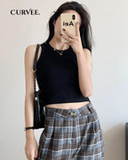 Cropped Slim Fit Sleeveless Top