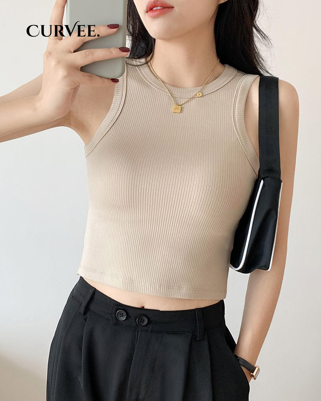 Cropped Slim Fit Sleeveless Top