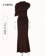 Asymmetrical Shoulder Design Tight-Fitting Bodycon