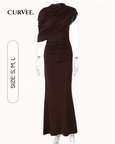 Asymmetrical Shoulder Design Tight-Fitting Bodycon