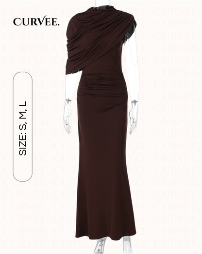 Asymmetrical Shoulder Design Tight-Fitting Bodycon