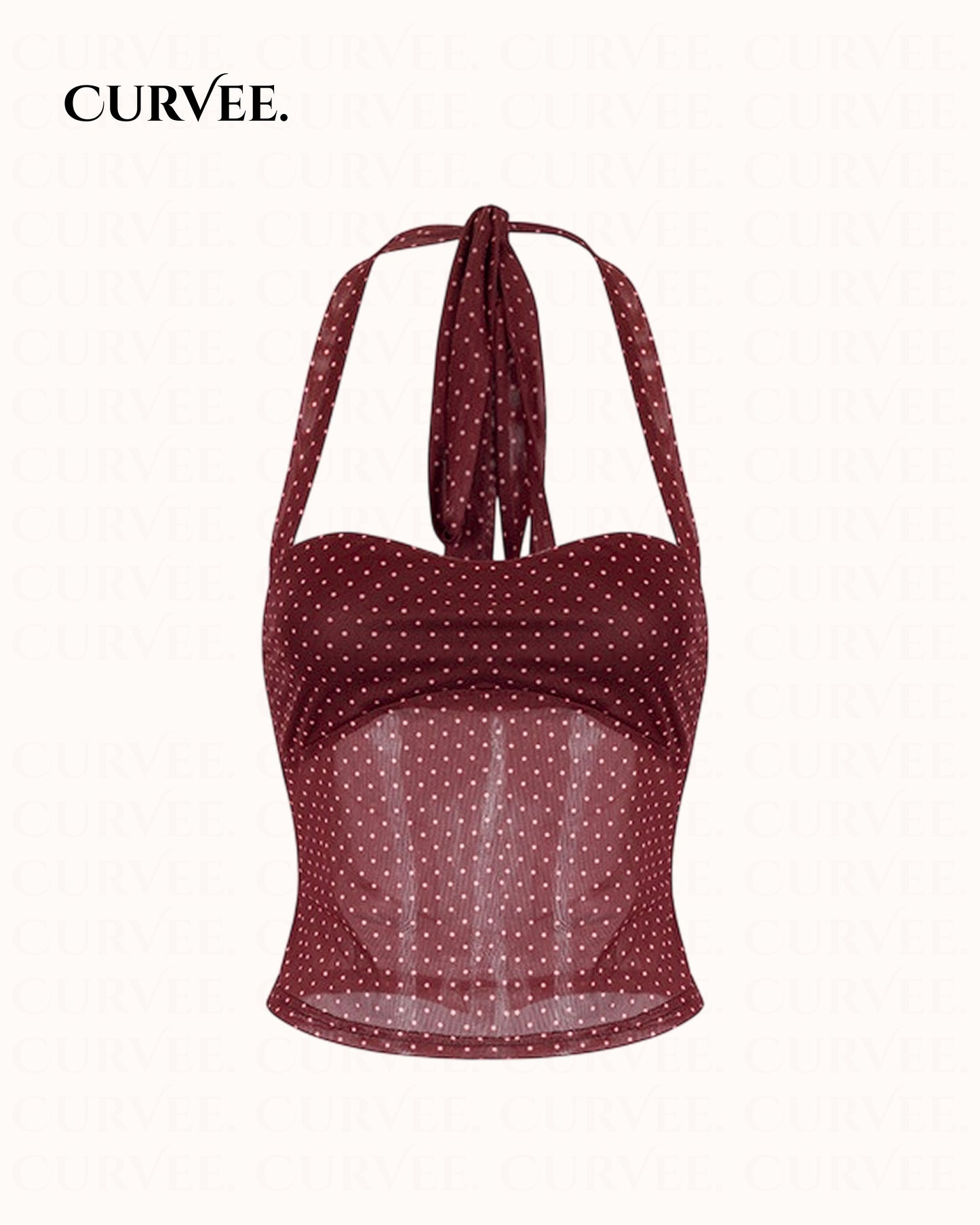 Aww! Polka Dot Slightly See-Through Slim Fit Top