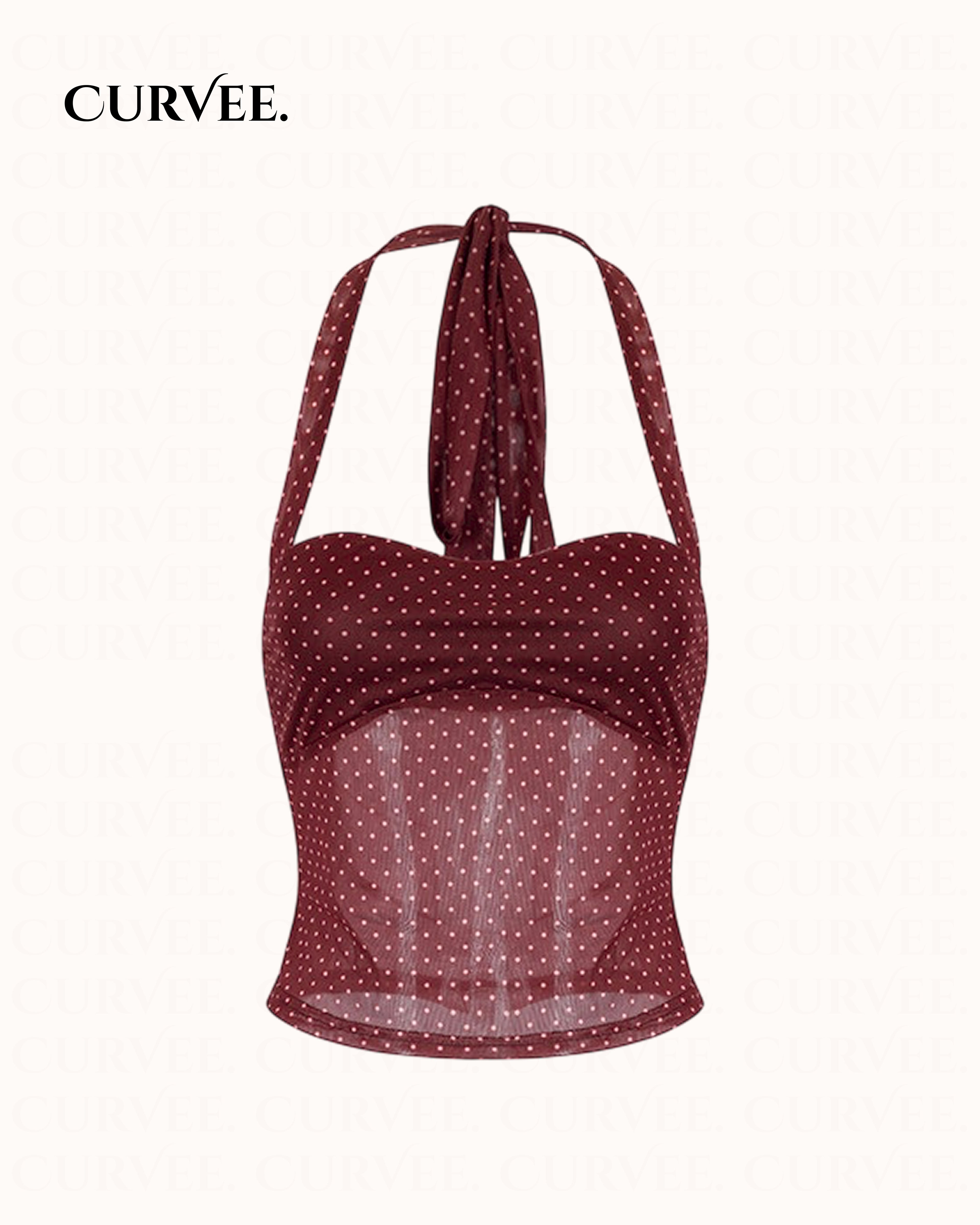 Aww! Polka Dot Slightly See-Through Slim Fit Top