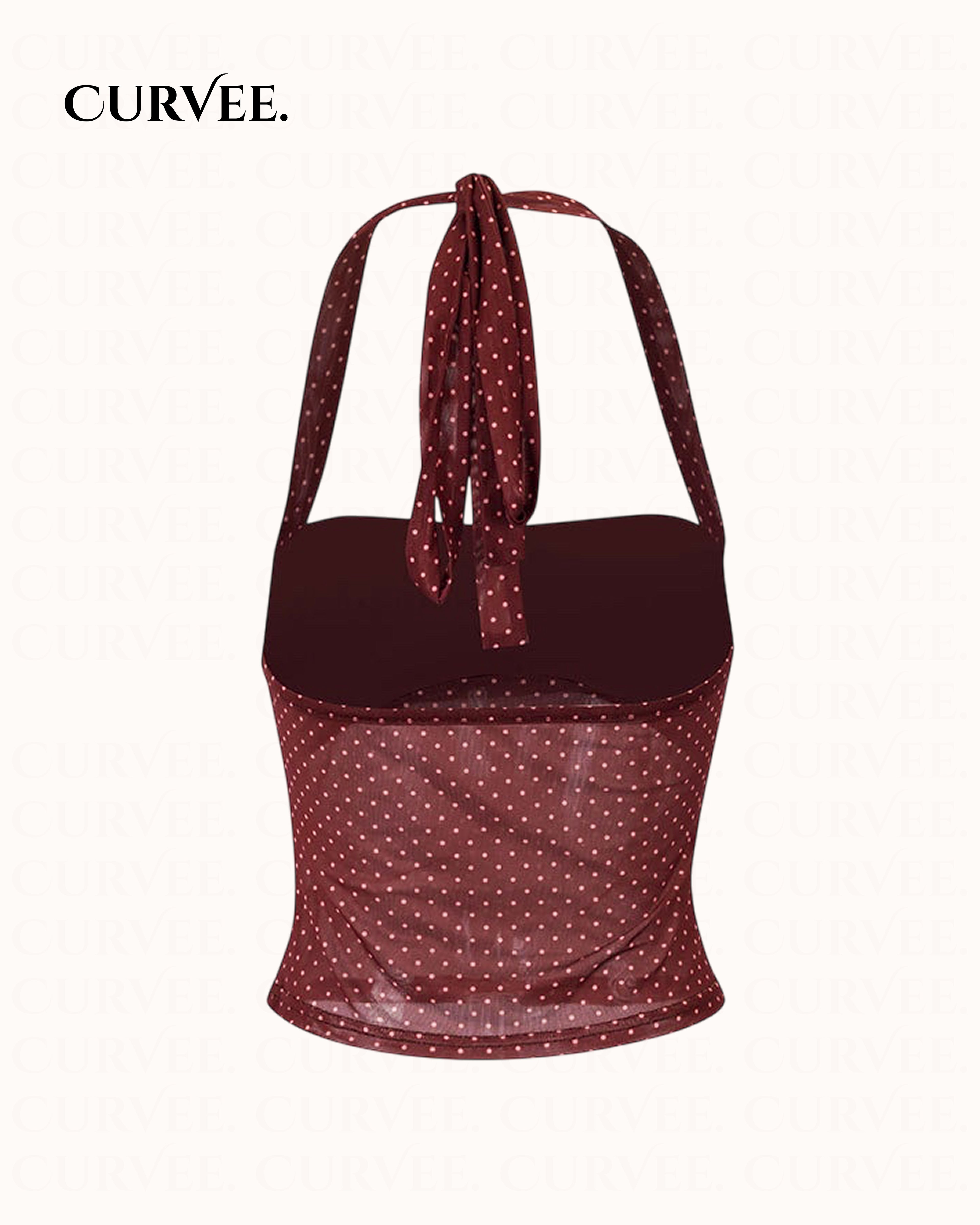 Aww! Polka Dot Slightly See-Through Slim Fit Top