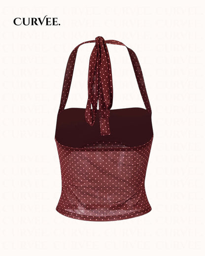 Aww! Polka Dot Slightly See-Through Slim Fit Top