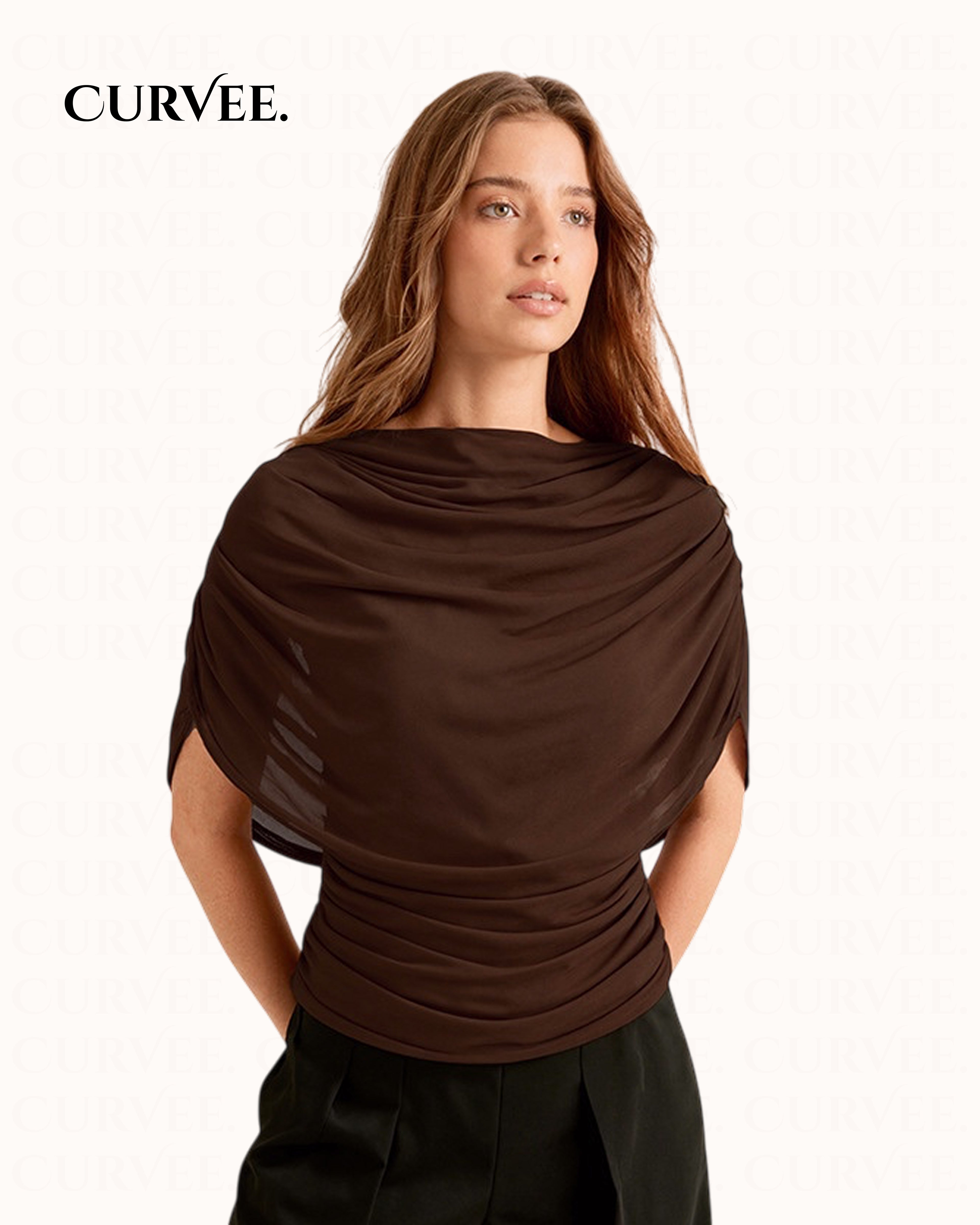Aww! Scarf Collar Draped Sleeveless Slim Top