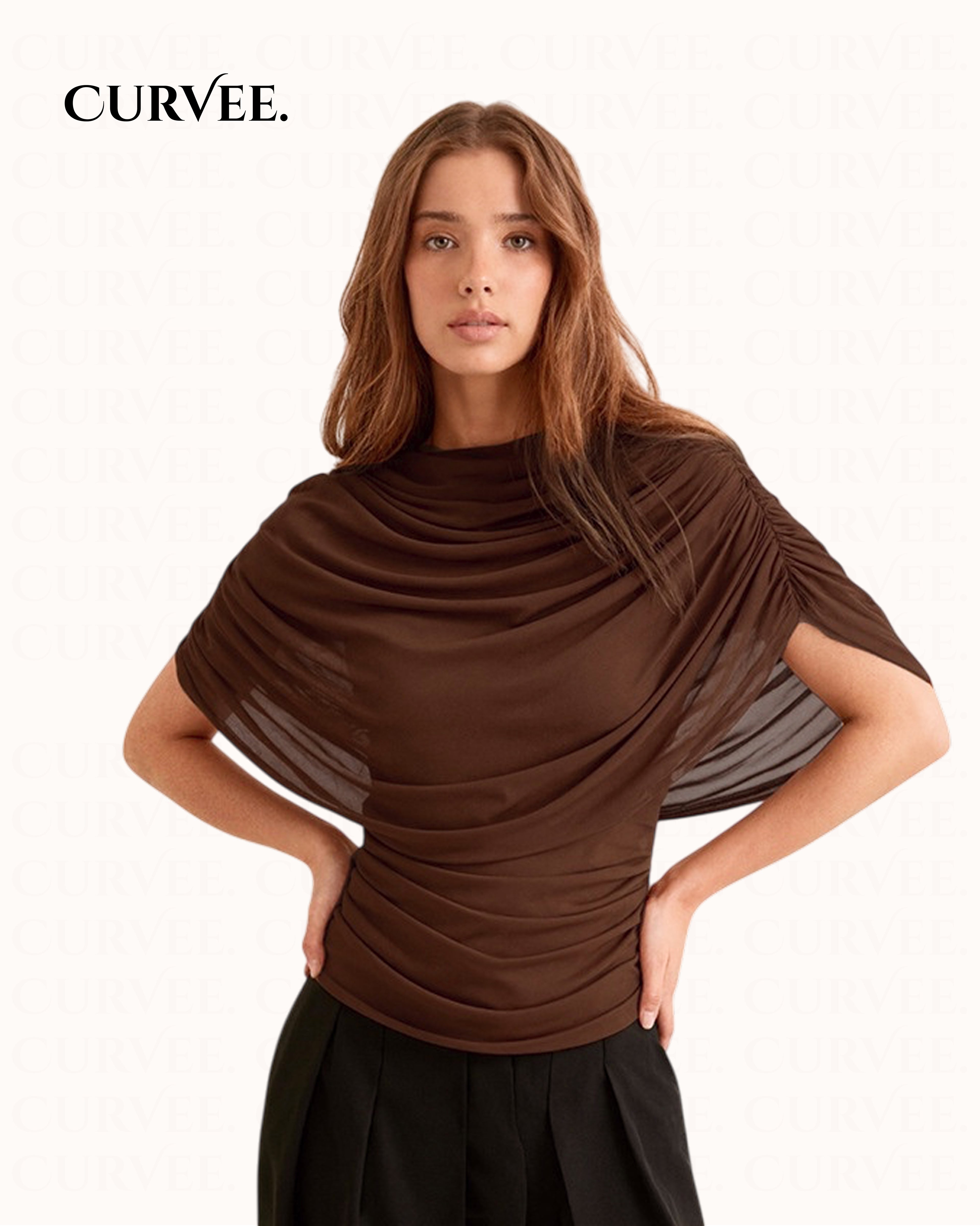 Aww! Scarf Collar Draped Sleeveless Slim Top