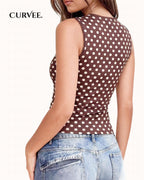 Aww! Polka Dot Tight Sleeveless Top