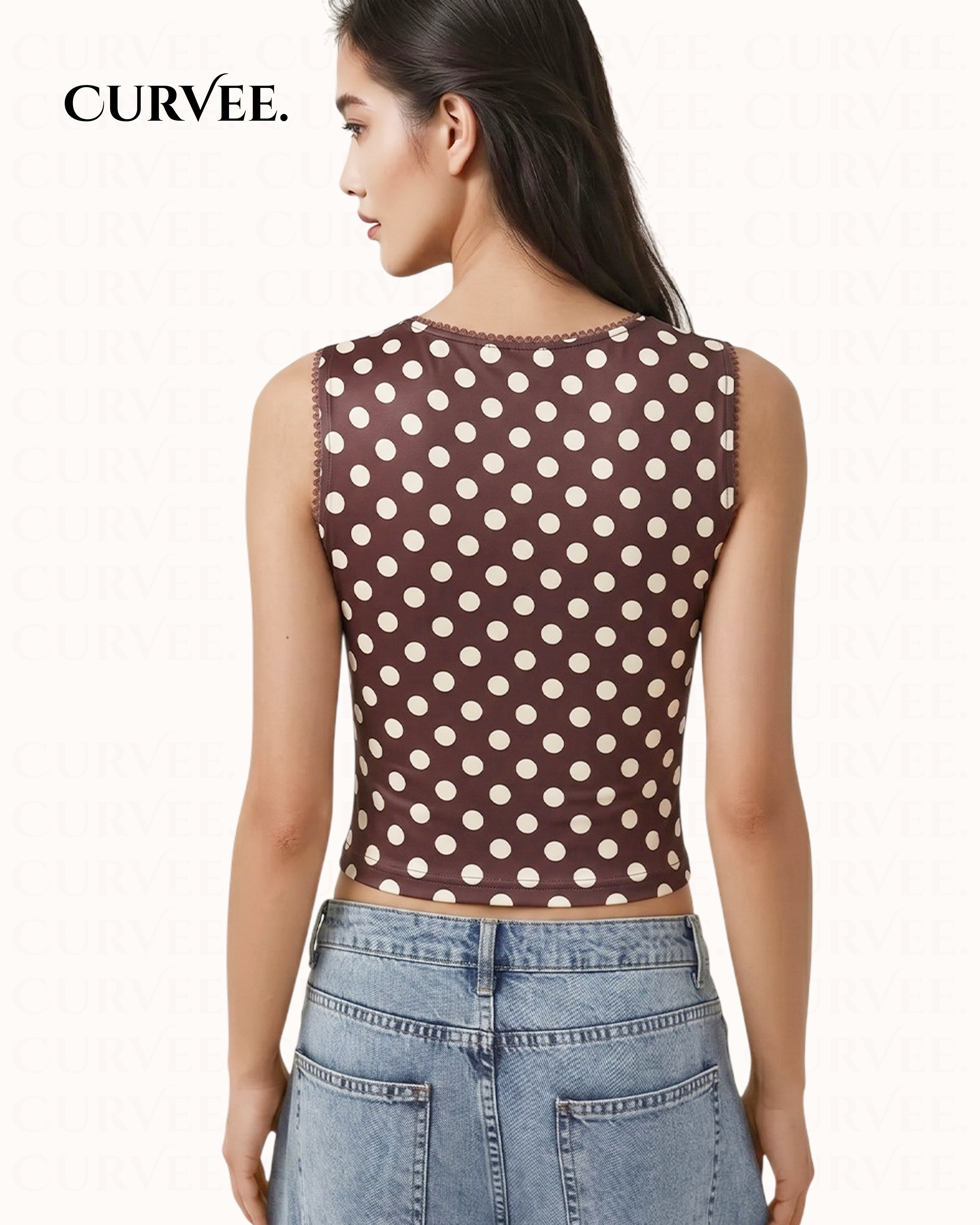 Aww! Polka Dot Tight Sleeveless Top