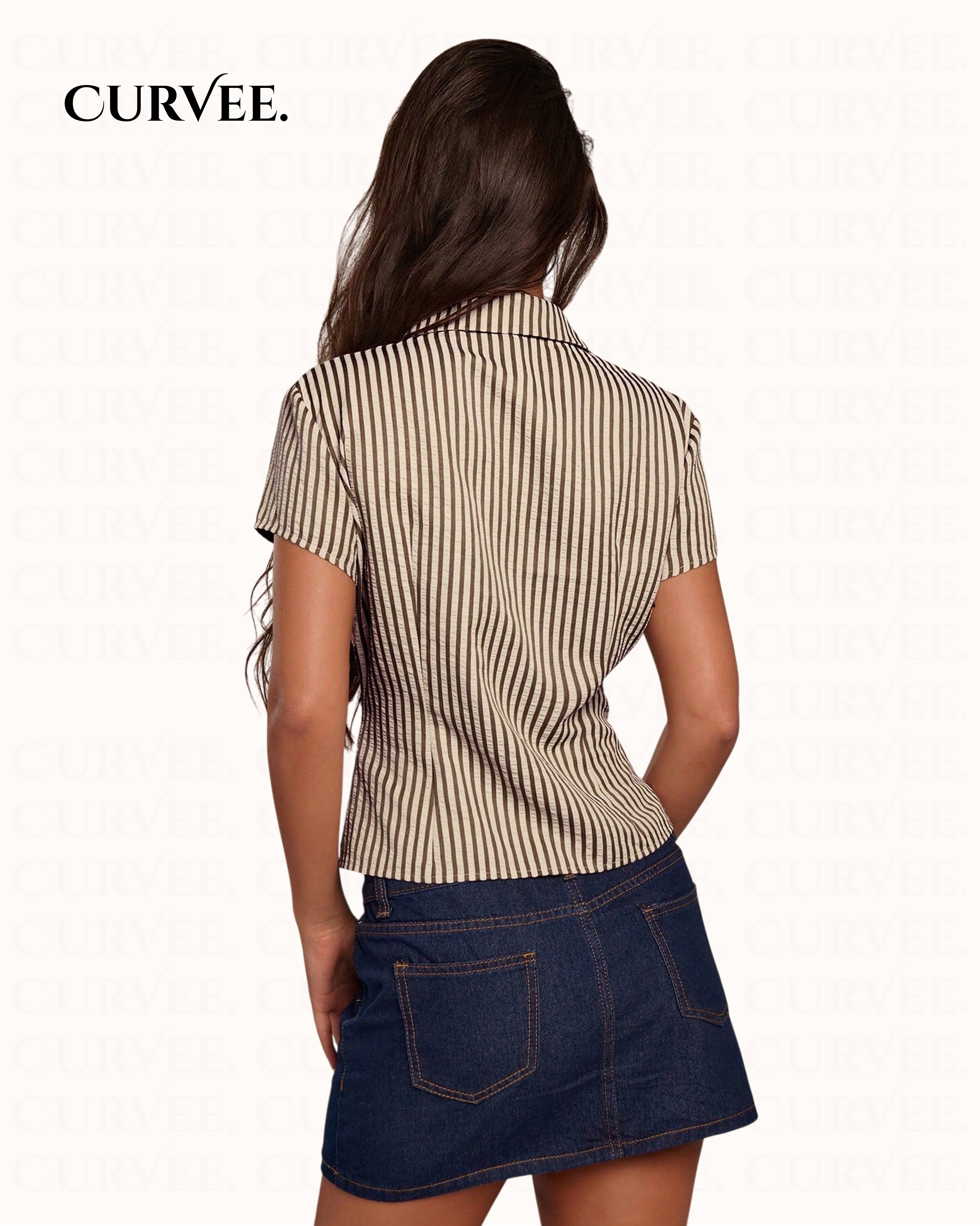 Turn-Down Collar Buttoned Striped Shirt