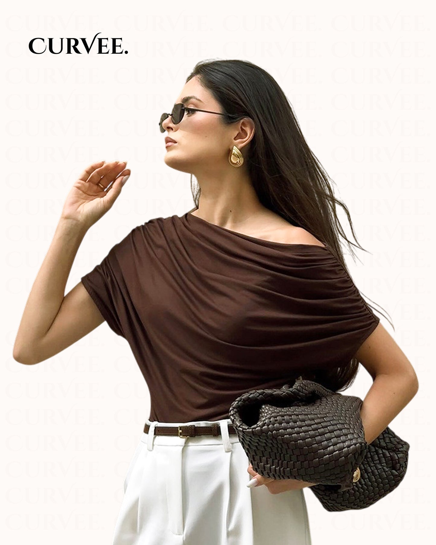 Ruched One-Shoulder Personalized Waist-Cinching T-Shirt Top