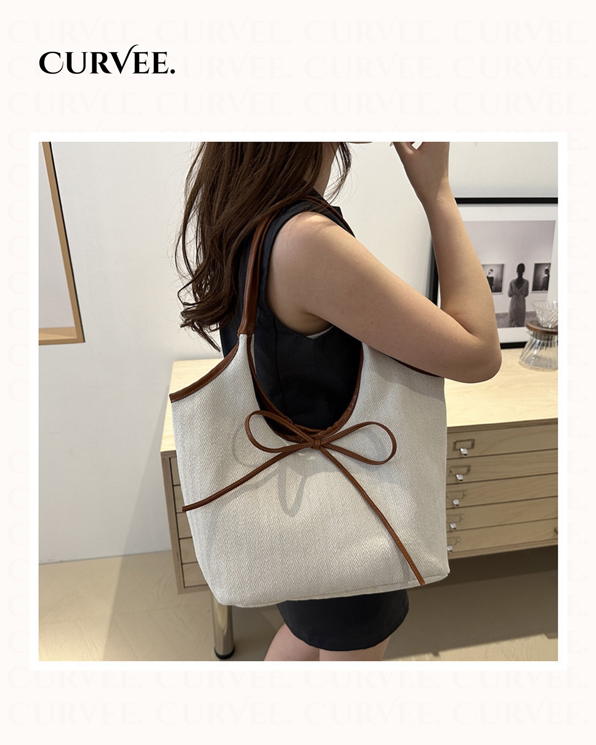Korean Fashionable Commuter Handbag with Bow Tie