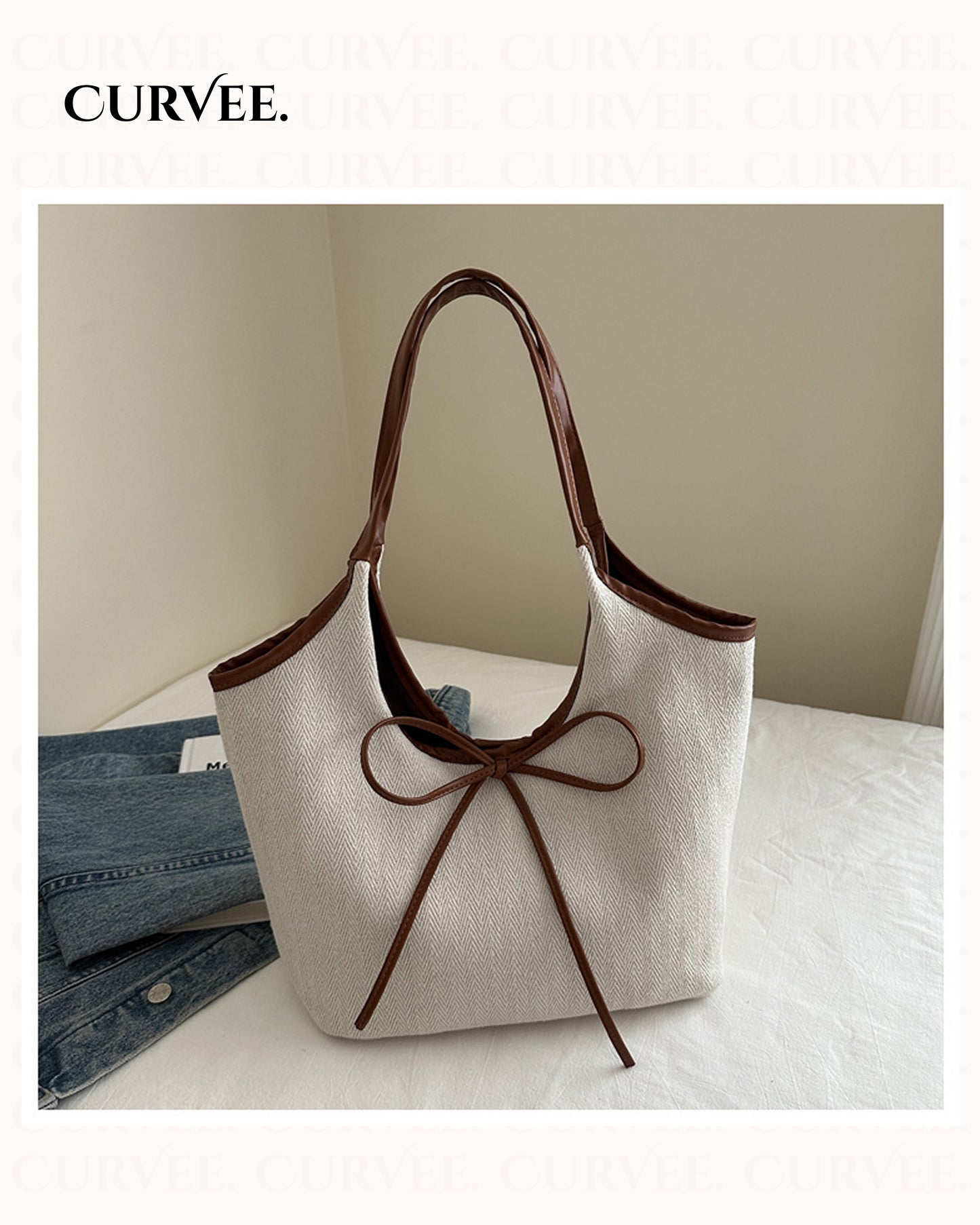 Korean Fashionable Commuter Handbag with Bow Tie