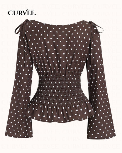 Polka Dot Niche Personality Spicy Girl Off-Shoulder Top